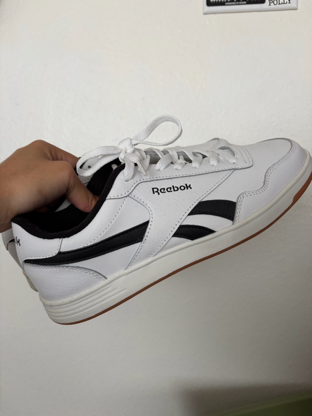 Reebok White Leather Sneakers with Black Accents